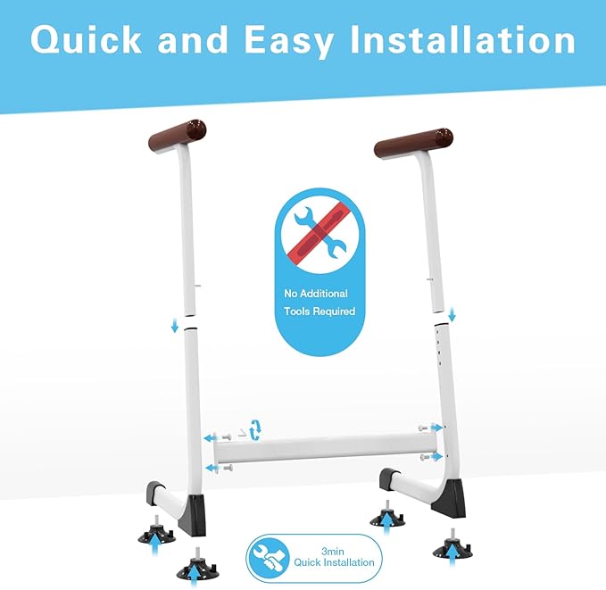 Toilet Safety Rails, Stable Toilet Handles for Elderly and Disabled with 4 Suction Cups, Adjustable Height Toilet Rails for Seniors with, Toilet Assist Rails Handrails Up to 350 LBS, Brown Color