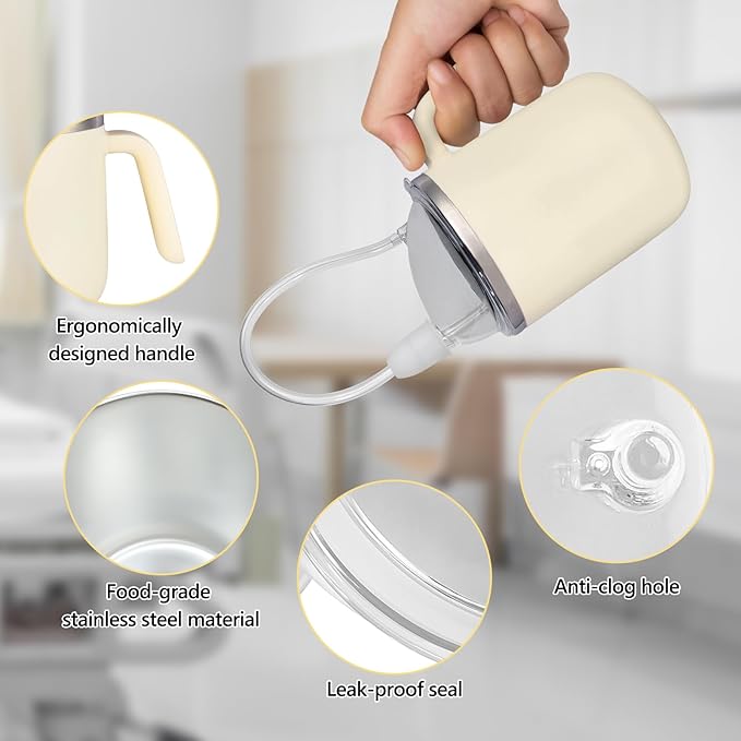 Adult Sippy Sup for Elderly 14oz Stainless Steel Spill Proof Cup with Straw, 3 in 1 Elderly Sippy Cup with Lid, Suitable for Seniors Disabled Patients Limited Mobility