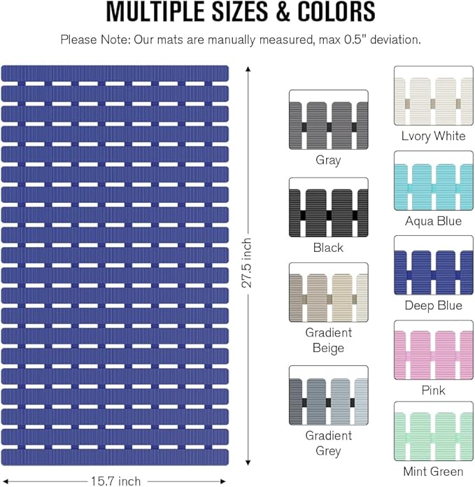 MBOSS Bath Tub Shower Mat Non Slip Bathtub Mats for Bathroom Shower Floor Mat Bath Mats for Shower Tub Anti Slip Shower Mat with Drain Hole and Large Suction Cups(Deep Blue, 27.5 X 15.7 Inch)