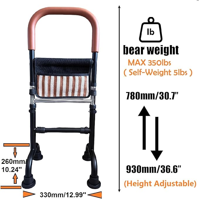Quad Canes for Seniors Stability; Couch Chair Stand Assist Aids for Elderly; Mobility Aids Couch Cane Stand up Assist; Toilet Assist; Knee Replacement Recovery Aids; Weight 5lbs, Bear 350Lbs