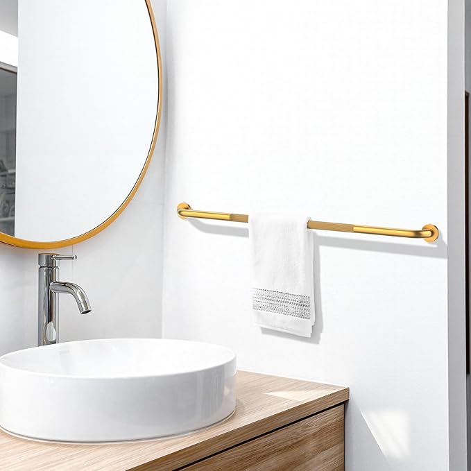 48 Inch Anti Slip Shower Grab Bar, 2 Pack Munzong Bathroom Grab Bar for Showers, Gold Knurled Handicap Balance Bar,Safety Hand Rail Support Elderly Senior Assist Bath Handle