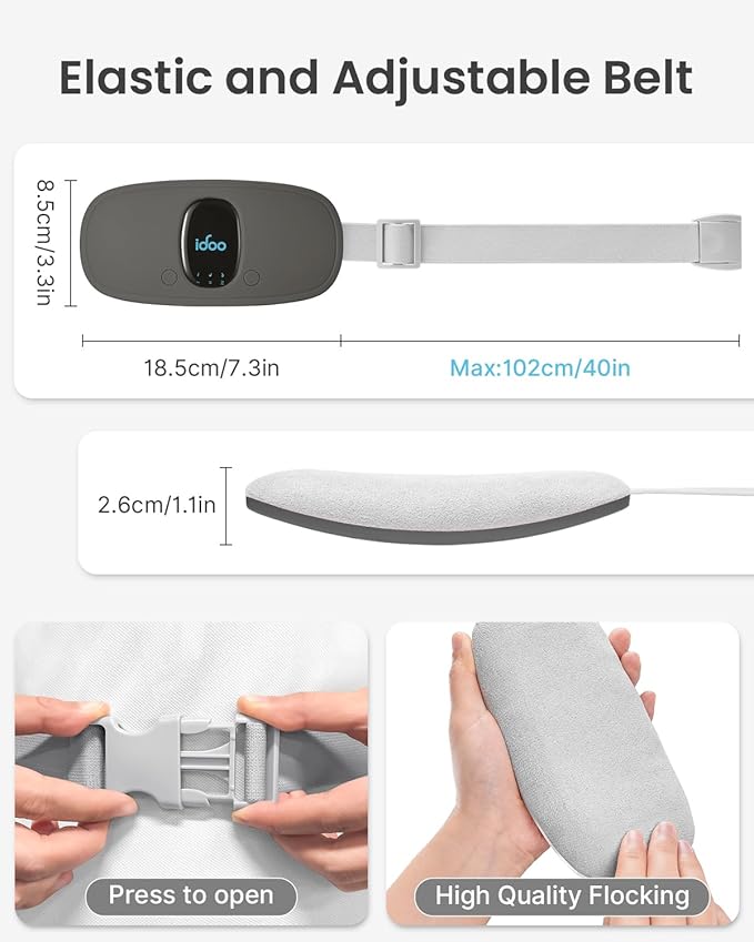 iDOO Period Heating Pad for Cramps, FSA Eligible Item, Menstrual Travel Heated Pad with 3 Heat Levels and 3 Massage Modes, Portable Cordless Heating Pad, Gifts for Girlfriend Mom Wife Women,(Black)