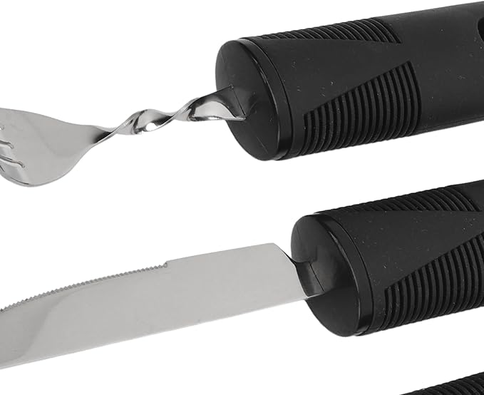Parkinson's Weighted Utensil Set, Ergonomic Hand Tremor Spoon Fork Knife, Adaptive Silverware for Arthritis Aid, Easy Grip Eating Tools for Seniors