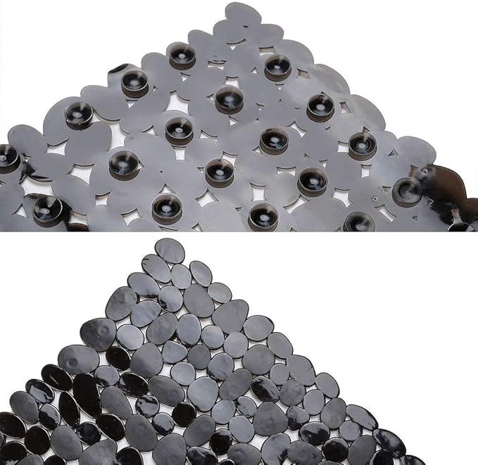 SONGZIMING Bathtub Mat Non Slip 2 Pack, 35 x 16 Inches Pebble Shower Mat with Suction Cups and Drain Holes, Bath Mat for Shower,Bathroom tub (Black)