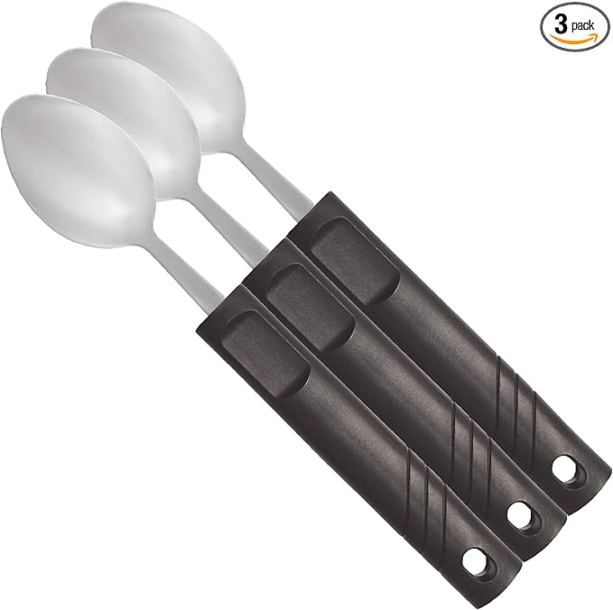 Rehabilitation Advantage Teaspoon with Lightweight Plastic Handle, 0.1 Pound (Pack of 3)