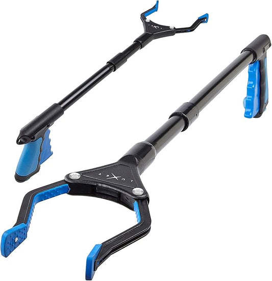 Grabber Reacher Tool, Luxet Long Steel Foldable Pick Up Stick, Strong Grip Magnetic Tip, Heavy Duty Trash Picker Claw Reacher Grabber Tool, Elderly Wheelchair Mobility Aid (2-Pack, Blue)