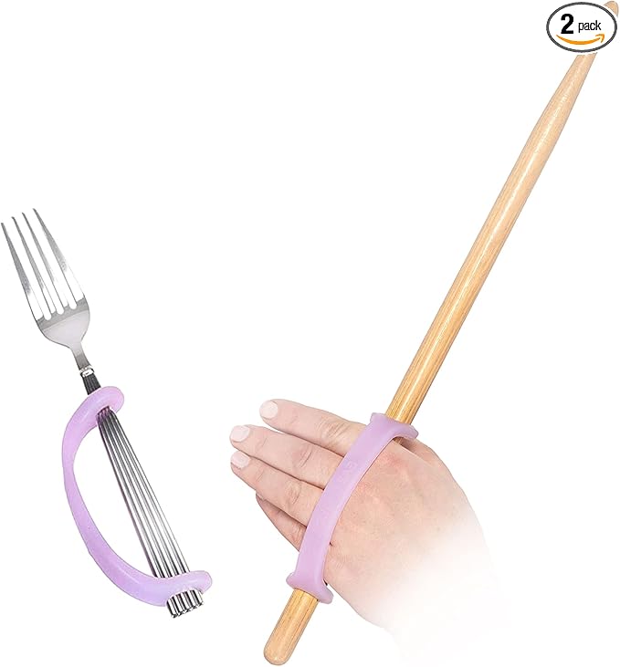 EazyHold Lavender Silicone Assistive Universal Cuff, Hand Grip Device for Limited Mobility, Rehabilitation, Cerebral Palsy, Daily Living Aid, Therapy Equipment for Arthritis, Parkinsons 2-Pack 5.65"