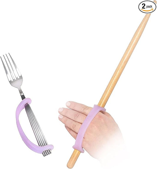 EazyHold Lavender Silicone Assistive Universal Cuff, Hand Grip Device for Limited Mobility, Rehabilitation, Cerebral Palsy, Daily Living Aid, Therapy Equipment for Arthritis, Parkinsons 2-Pack 5.65"
