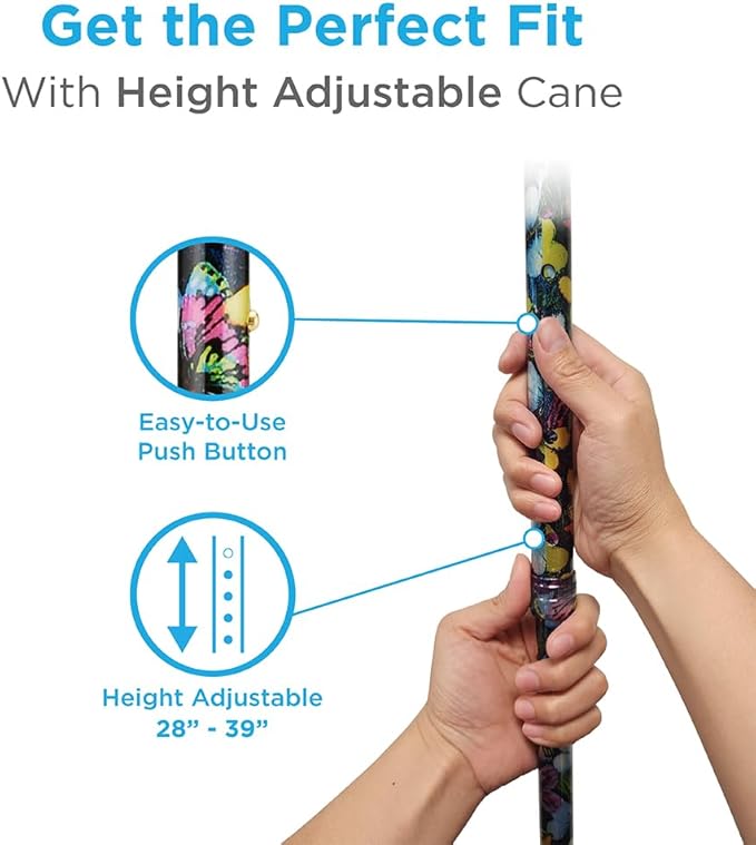 NOVA Offset Walking Cane for Seniors, Men & Women – Lightweight Adjustable Walking Cane with Soft Foam Grip, Wrist Strap, Anti-Rattle Lock & Non-Slip Tip – Stylish Mobility Aid