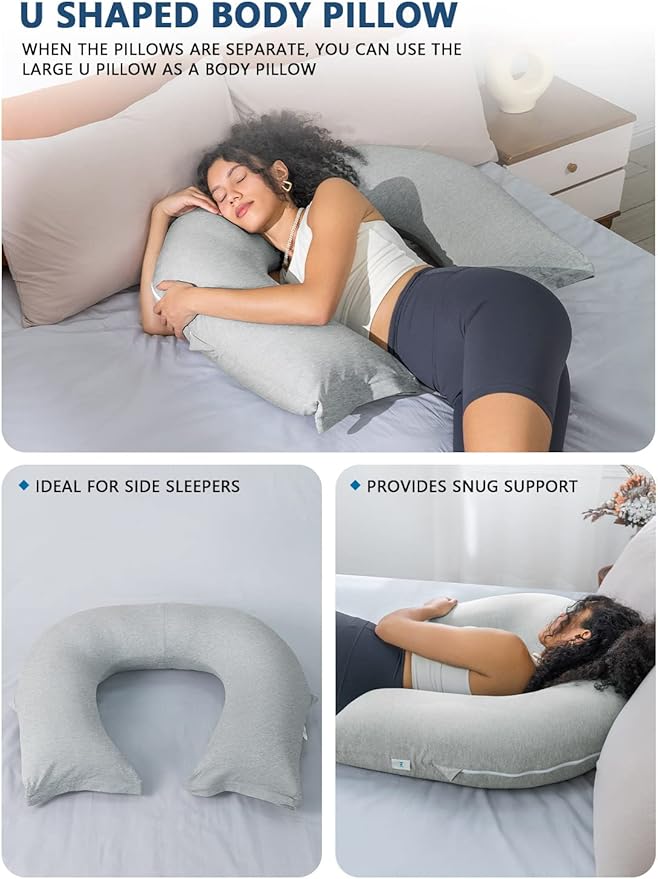 INSEN Reading Pillow, Back Pillow for Sitting in Bed and Couch, Gaming Pillow for Adults, Sit Up Support for Bed, Grey Jersey
