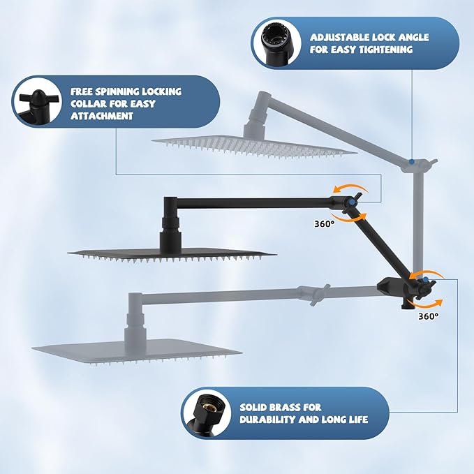 Metal Rain Filtered Shower Head, 10” High Pressure Rainfall Shower Head with Handheld, 10 Modes Handheld Powerful Wash, 16" Adjustable Extension Arm, 20-Stage Shower Filters for Hard Water, MatteBlack