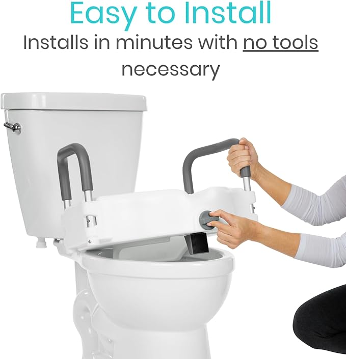 Vive Raised Toilet Seat - 5" Portable, Elevated Toilet Seat Riser & Extender - Elongated and Standard Fit Commode Lifter - Bathroom Safety Extender Assists Disabled, Elderly, Seniors, Handicapped
