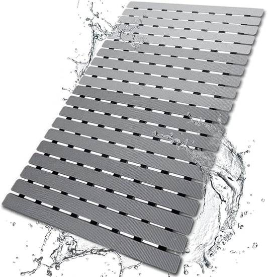 BEMISO Shower Mat Non Slip Bathtub Mat with Suction Cups and Drain Holes 27.5 x15.7 Inch Bath Mat for Tub & Shower.Easy Dry,Easy to Cut,Eco-Friendly
