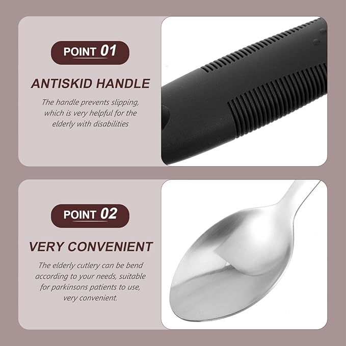 Healifty Anti-Shake Adaptive Utensils Set 3-Piece Weighted Stainless Steel Fork Knife Spoon Tableware for Elderly with Hand Tremors and Weak Grip