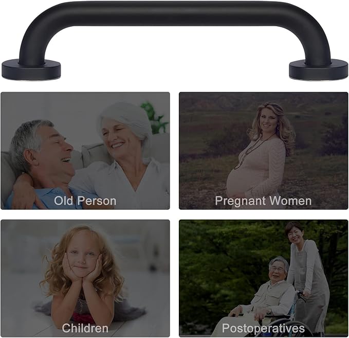supregear Bathroom Grab Bar, 12 in Non-Slip 201 Stainless Steel Bathroom Safety Grab Bar Oil Rubbed Black Hand Rail for Bathtub Toilet Kitchen Bedroom Shower, Concealed Screw Wall Mounted
