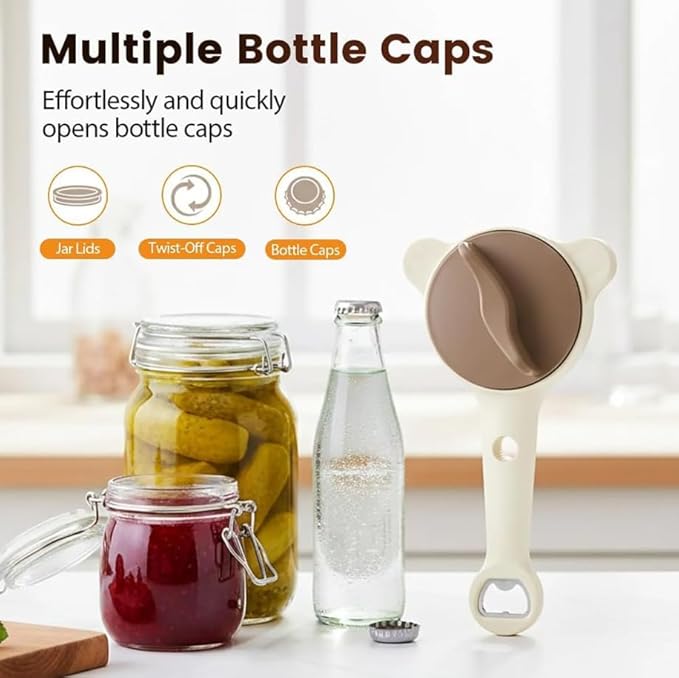 4 in 1 Multi-Purpose Jar Opener, 2026 Upgrade Adjustable Three Claw Bottle Opener, Can Opener with Non-Slip Grip, Multi Size Lid Tool for Seniors, Home Kitchen Helper (1pcs)