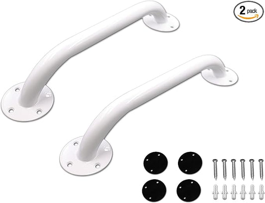 PEPE Mobility Grab Bars for Bathtubs and Showers 12 Inch (x2 Units) Shower Handle Toilet Handicap Elderly Senior Assist Bathroom Saft Handle Epoxy Steel, White