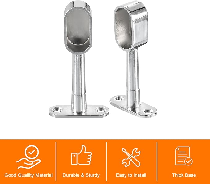 uxcell 2 Pcs 1.22 x 0.63 Closet Rod Support Bracket, Rod Holder Wardrobe Accessories Clothes Rail Seat for Bedroom Bathroom, Silver