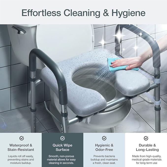 Toilet Seat Risers For Seniors Width and Height Adjustable Raised Toilet Seat With handles for Elderly, Handicap, Elevated, Pregnant, Fit Any Toilet Riser Heavy Duty Up To 400lbs