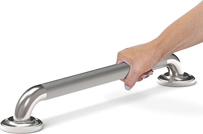 1-1/4" Knurled Grab Bar, ADA Compliant Bath Safety Shower Handrail, Bathroom Mobility Aid Handle for Seniors and Disabled, Heavy Duty 500lbs Support