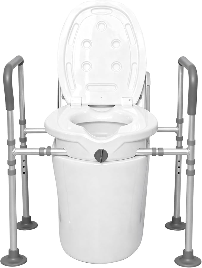 Premium Raised Toilet Seat with Handles, Adjustable Height & Width Elevated Toilet Riser for Seniors, 350lbs Heavy Duty Toilet Lift Seat for Elderly, Pregnant & Handicap - Fits All Standard Toilets