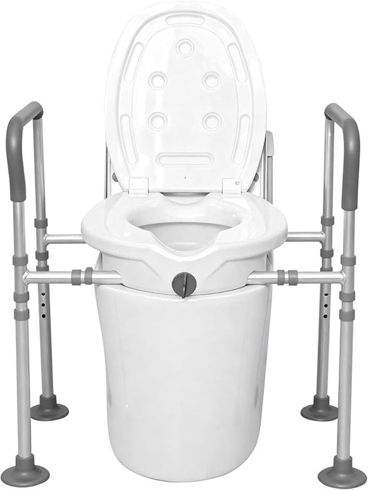 Premium Raised Toilet Seat with Handles, Adjustable Height & Width Elevated Toilet Riser for Seniors, 350lbs Heavy Duty Toilet Lift Seat for Elderly, Pregnant & Handicap - Fits All Standard Toilets