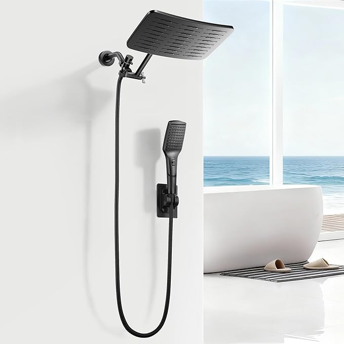 XXL 12.2" Rain Shower Head with Handheld Spray Combo, High Pressure Rainfall Shower Head, Height Adjustable Dual Shower Head, Luxury Waterfall Showerhead Bathroom