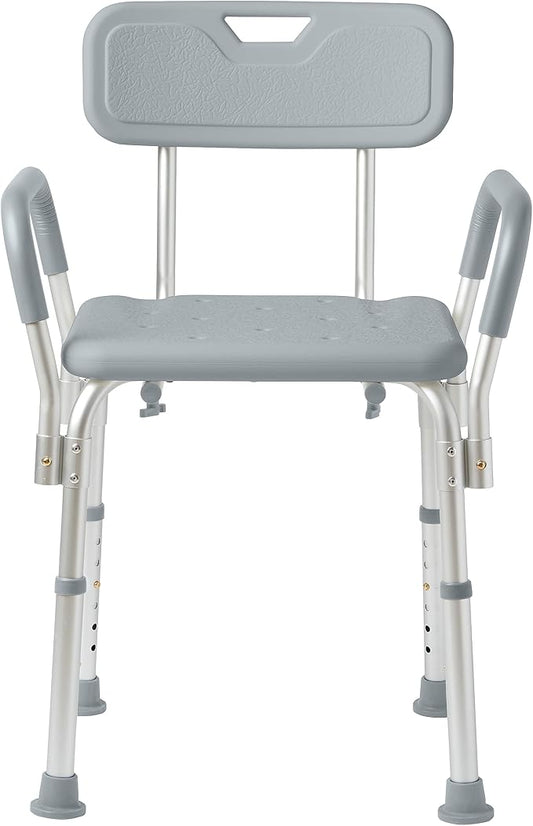 Medline Shower Chair with Backrest and Padded Armrests - 350 lb. capacity, Bath Bench, Seat, Stool for Independent Adult, Seniors, Elderly & Disabled Patients