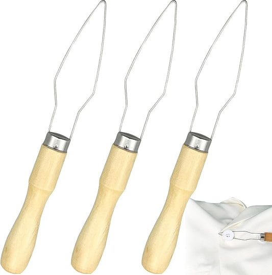 3 Pack Easy Button Hook for Seniors, Assist Device Helper Tool with Wide Wooden for One Hand Dressing Aids Shirts Coats