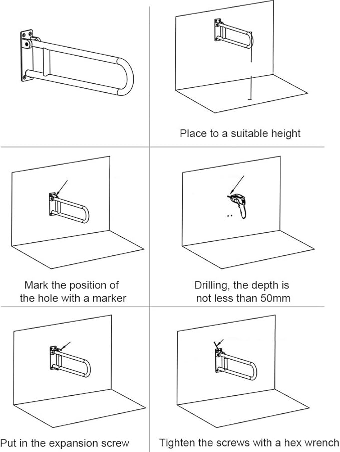 Handicap Grab Bars Rails 23.6 Inch Toilet Handrails Bathroom Safety Bar Hand Support Rail Handicapped Handrail Accessories for Seniors Elderly (24inch)