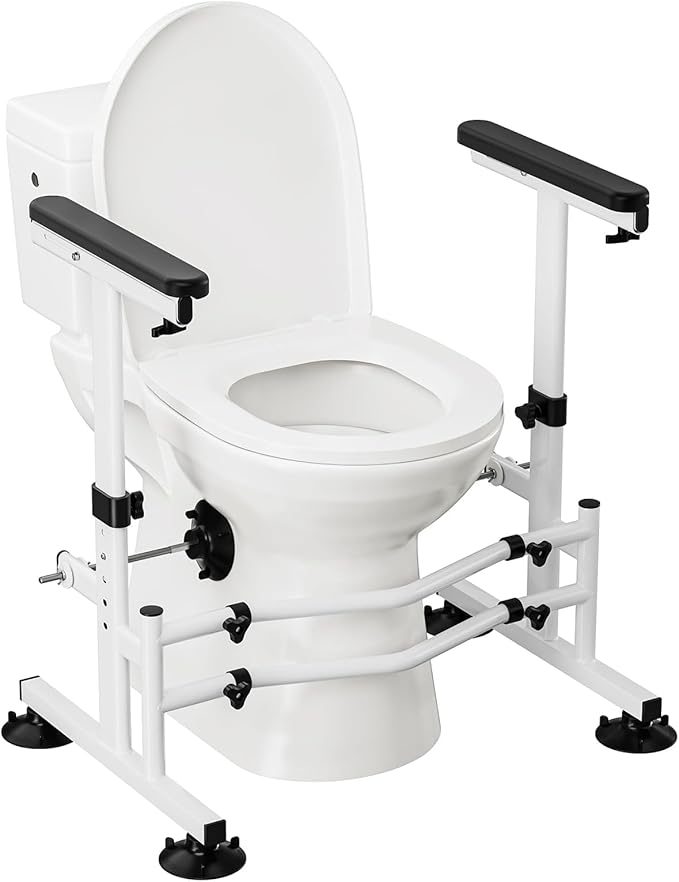 WAYES Toilet Safety Rails - Toilet Arms for Elderly and Disabled, Fit for Most Toilet, Up to 350 Lbs, Adjustable Height & Width