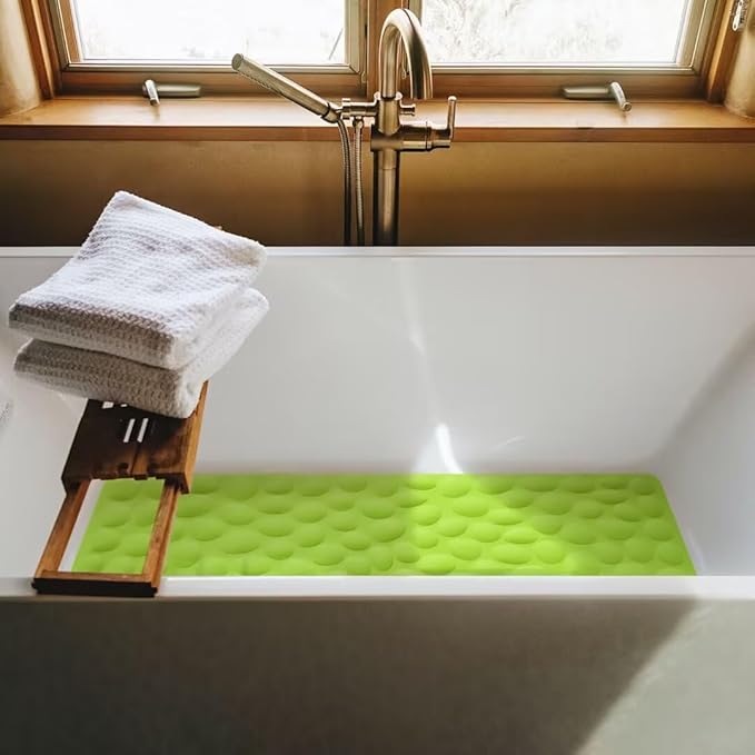 Non-Slip Bathtub Mat OTHWAY Soft Rubber Bathroom Bathmat with Strong Suction Cups (Green, 16x31.5 inch)