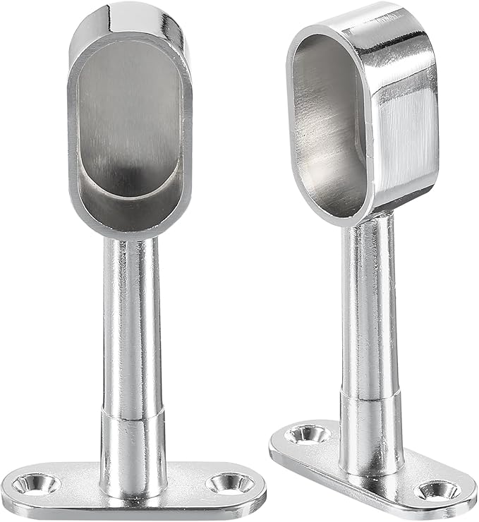 uxcell 2 Pcs 1.22 x 0.63 Closet Rod Support Bracket, Rod Holder Wardrobe Accessories Clothes Rail Seat for Bedroom Bathroom, Silver