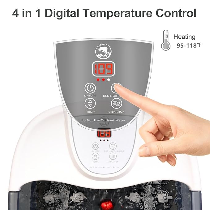 ECARBME Foot Spa Bath Massager with Heat, Foot Bath with 22 Massage Rollers, Temperature Control, Jets, Bubbles, Epsom Salt and Vibration, Foot Soaking Tub for Relaxation - Grey