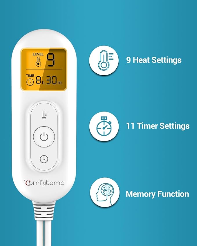 Heating Pad for Back, Comfytemp Mothers Day Gifts for Women Men Dad Mom, Large Electric Lower Back Heating Pad, FSA Eligible HSA Heat Pads for Period Lumbar Abdomen, XL Heated Belt — 11 Auto-Off，Blue