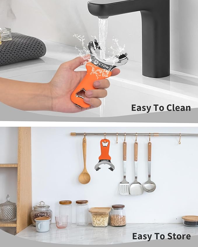 CYDW Mason Jar Opener Tool with No Lid Dents or Damage, Can Opener Manual Multi-Purpose, Easy Twist Manual Handheld Top Remover Utensil, Canning Supplies Tools and Bottle Opener, Made For Lifetime