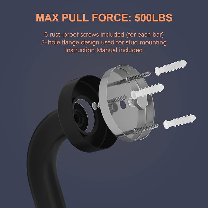 2 Pack Matte Black Shower Grab Bar 40 Inch, iMomwee Stainless Steel Bathroom Grab Bar, Bath Shower Balance Bar, Safety Hand Rail Support, Handicap Elderly Senior Assist Bath Handle (1.25" Diameter)