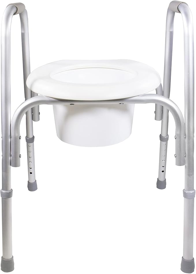 PCP Raised Toilet Seat and Safety Frame, Pre-Assembled Tool Free, Secure Adjustable Height, Made in USA, Regular