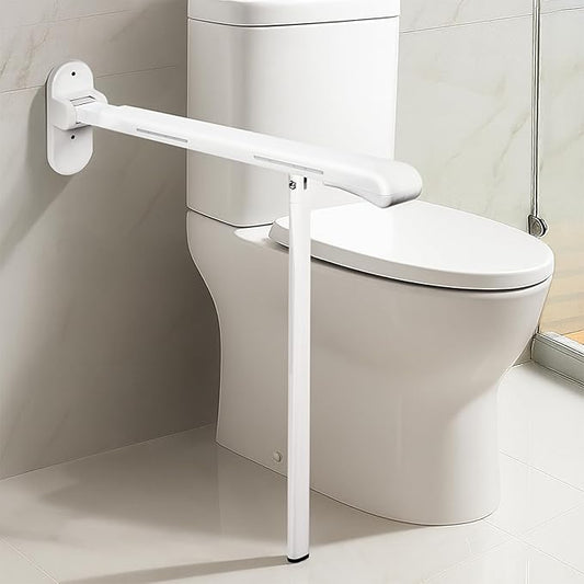 SPECILITE Heavy Duty Toilet Grab Bar - 440lb Sturdy Support, Safety Rails with Non-Slip Waterproof handrail & Night Glow Strips, Space Saving Flip-Up Design for Elderly, Disabled, Pregnant & Injury