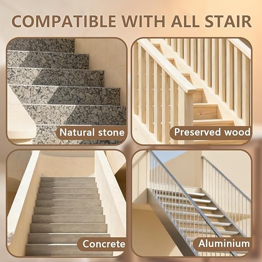 Stair Carpet Outdoor for Wooden Steps, Non-Slip Rubber Brown Stair Runner Rugs, 2 Pcs 8.5" x 30" Heavy Duty Stair Mats for Outside Steps, Weatherproof Grip for Elders, Dogs & Kids, Yellow Lattice.