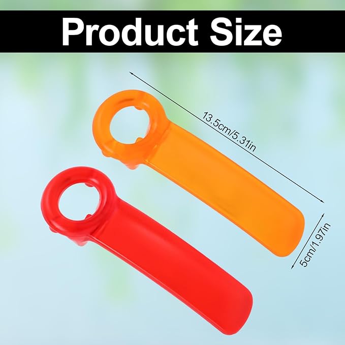 2pcs Jar Keys, Jar Opener Grippers Can Lid Opener Tool for Weak Hands Seniors Elderly (Orange, Red)