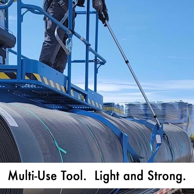 GRAB-IT 6 ft Truck Cargo Retriever | Heavy Duty Grabber Reach Tool - 110 Pound Pull | Includes Vehicle Debris and Snow Broom | Rust Resistant Aluminum and Stainless Steel (Pole, Hook & Broom)