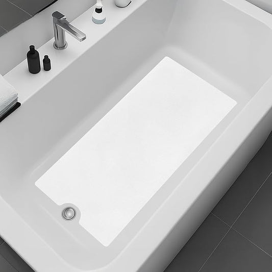 Peel and Stick Bathtub Mat - White Adhesive Vinyl Anti Slip with Drain Cut Out - Non Slip Shower Bath Mat - Extra Long Bathroom Accessory for Wet Area 16" X 40" - White
