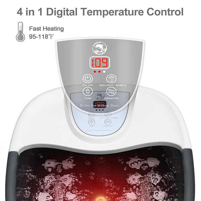 ECARBME Foot Spa Bath Massager with Heat, Foot Bath with 22 Massage Rollers, Temperature Control, Jets, Bubbles, Epsom Salt and Vibration, Pedicure Foot Spa for Relaxation - Black
