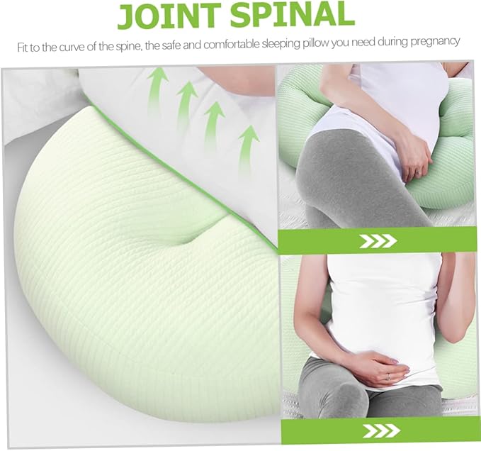 SOLUSTRE Shaped Pregnancy Pillow for Abdominal Support for Side Sleeping Ergonomic Design for Bump Relief for Pregnant Women and Seniors Soft and Breathable