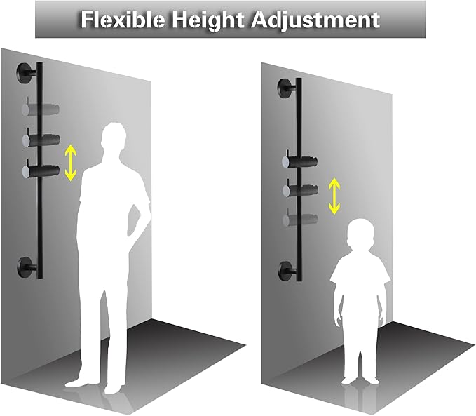 SKOWLL Shower Slide Bar with Height/Angle Adjustable Handheld Shower Holder Matte Black 26 Inch Shower Silde Bar No Drill, Wall Mount Stainless Steel Bathroom Shower Head Holder Bar