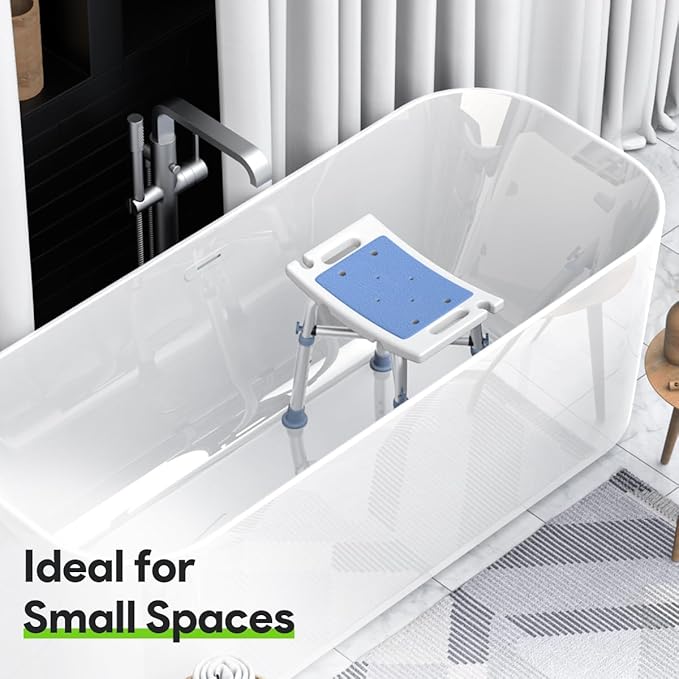 Delog Heavy Duty Shower Chair - 500lb Capacity, Padded Bath Seat with 6 Height Adjustable Tubes - Tool Free Anti-Slip Bench for Elderly, Senior, Handicap & Disabled