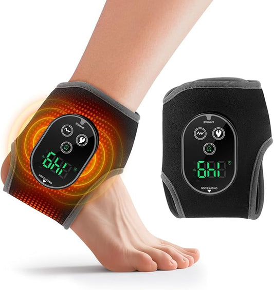 Cordless Foot Massager with Heat,3000mAh Portable Ankle Warmer Wrap,Ankle Brace 4 Heat & 3 Vibration Levels, Rechargeable Foot Relax for Men Women, Gift for Elderly