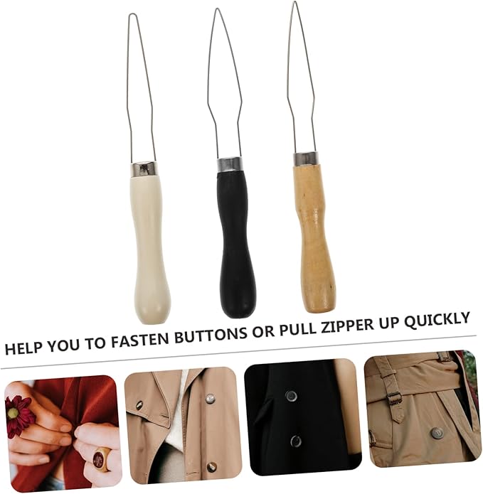 COLLBATH 3Pcs Assist Device Tool Quick Button for Shirts Coats Zippers for Seniors and Individuals with Dexterity