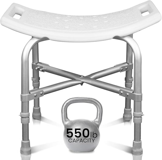 Vive Heavy Duty Shower Chair - Bariatric Bath Stool & Bathtub Seat for Inside Tub- for Elderly, Seniors, Handicap & Disabled Adults- Non-Slip, Height Adjustable, Supports 550 lbs